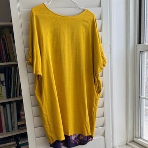Yellow Linen Dress with patterned back